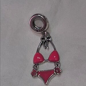 Pandora 925 Sterling Silver Pink “Barbie” Bikini Charm Pendant with “B” engraved